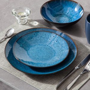 TidePool Blue Reactive-Glaze Dinner Plates, Set of 4