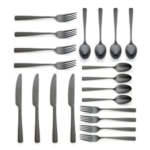 Noir Matte Black 20-Piece Flatware Set