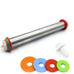 RollPerfect Adjustable Rolling Pin with Thickness Rings