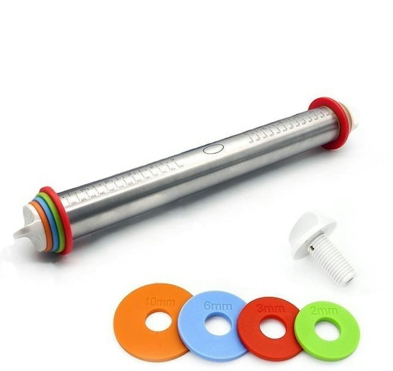 RollPerfect Adjustable Rolling Pin with Thickness Rings