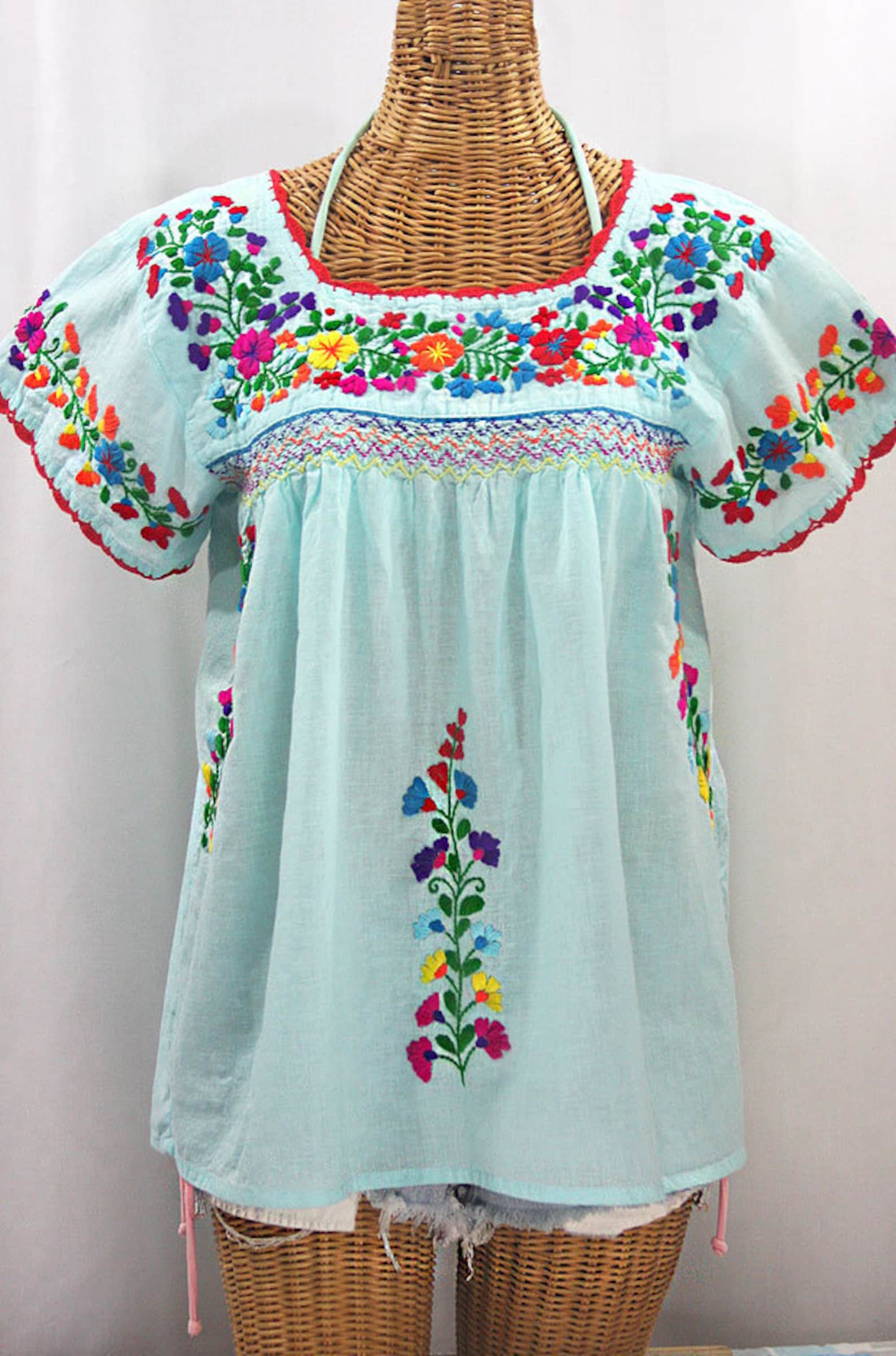 Embroidered Mexican Peasant Blouse