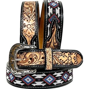 Charro-Style Tooled Leather Belt