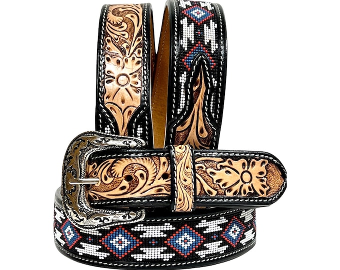 Charro-Style Tooled Leather Belt