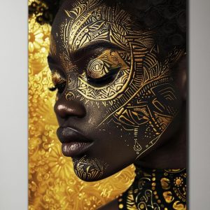 Golden Abstract Faces Canvas Art Set
