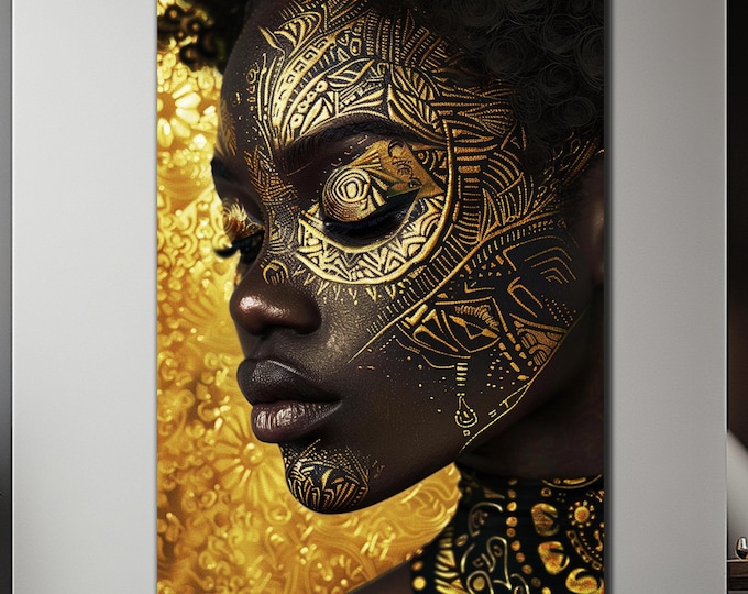 Golden Abstract Faces Canvas Art Set