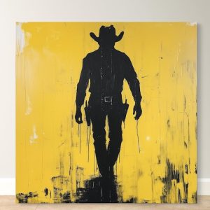 Black Cowboy Western Canvas Wall Art