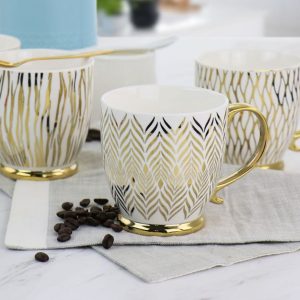 GildEdge Gold-Accent Coffee Mugs, Set of 4
