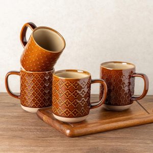 MorningRitual Ceramic Mug Set, Set of 4