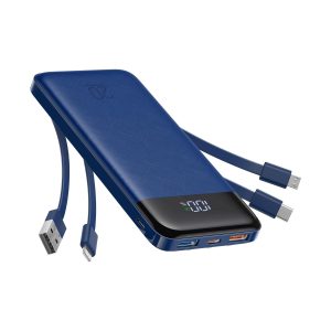 SlimVolt 10000mAh Power Bank with Built-in Cables