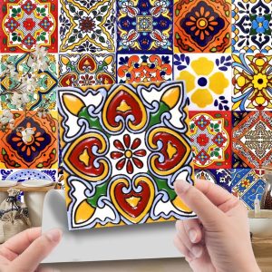 Mexican Tile Peel-and-Stick Backsplash Decals — 24 Pack